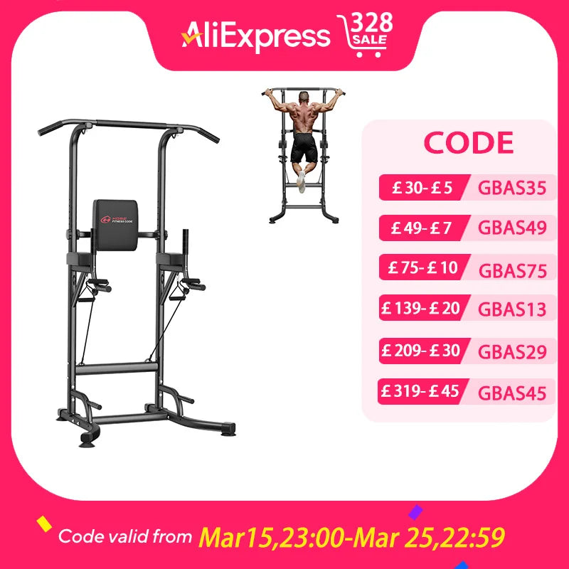 Power Tower Dip Station Pull Up Bar Adjustable Multi-Function Power Tower Abdominal Exercise for Home Fitness Workout Equipment