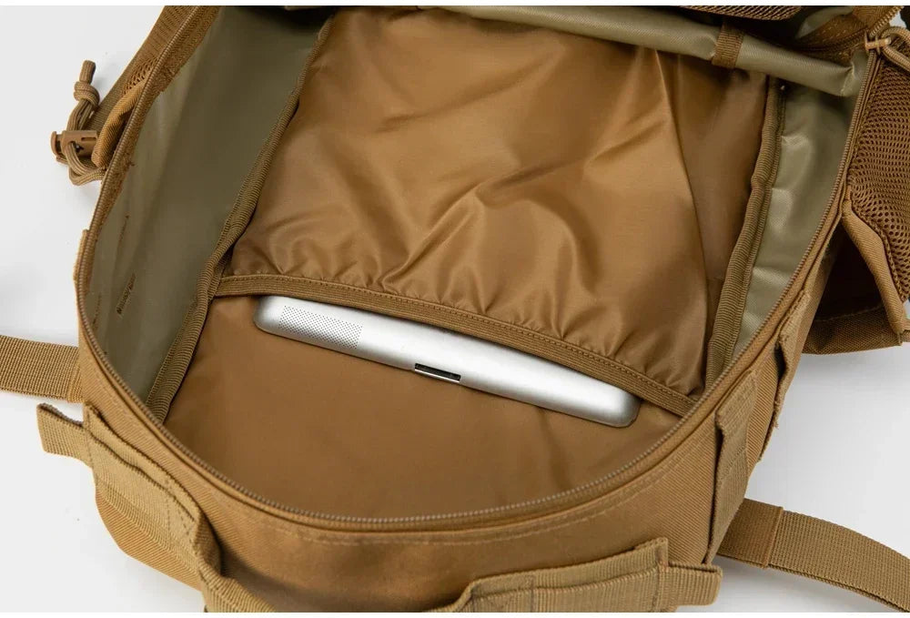 25L GYM Tactical Backpacks for Men Survival Laser Cut Molle Daypack Small Bug Out Bag Hunting Rucksack with Dual Cup Holders