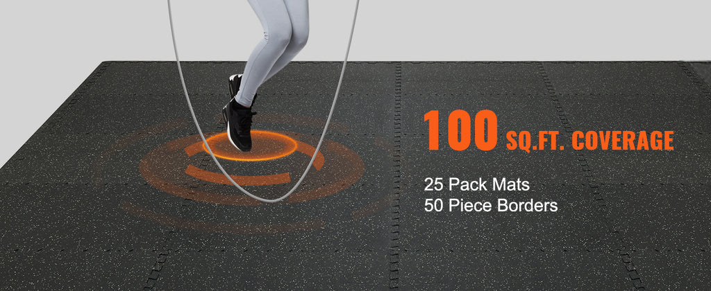 SucceBuy 25/12/6 PCS 1/2 in Thick Gym Floor Mats EVA Foam & Rubber Top Interlocking Workout Floor Mats Waterproof Exercise Mats